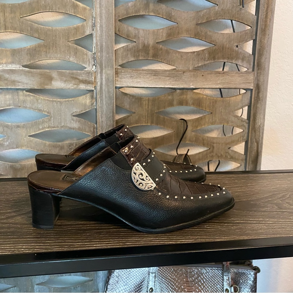 Brighton Black Mules with Western Studded Accents